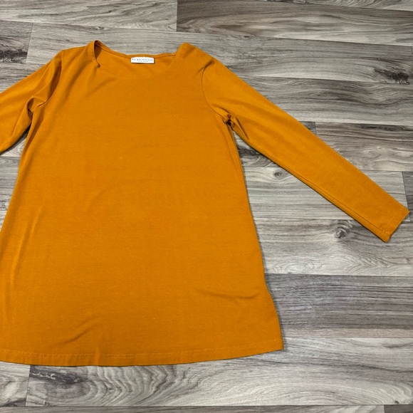 Bryn Walker Made in USA Size Small Orange Bamboo Blend Long Sleeve Tunic Shirt - Picture 3 of 7